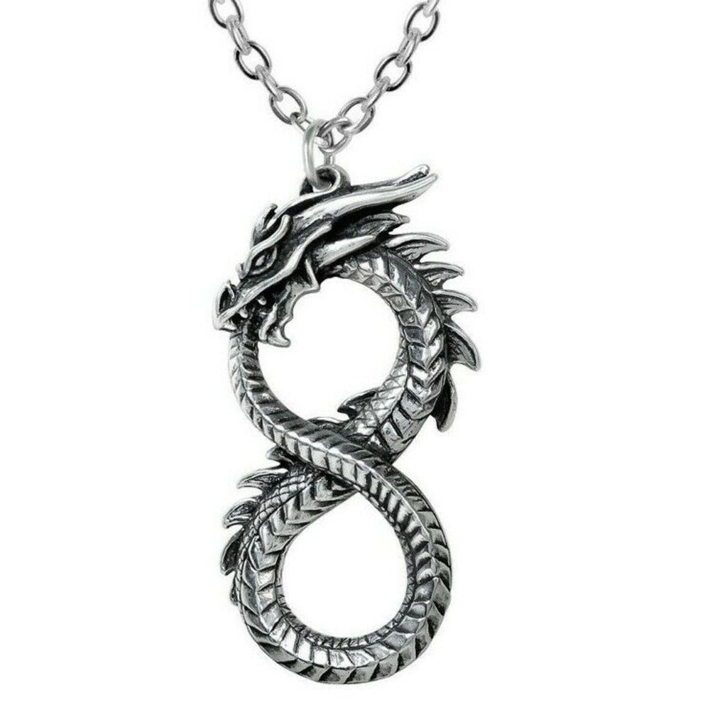 Alchemy Gothic Infinity Dragon Pendant Necklace NWT